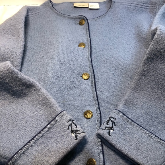 Vintage Huntington Ridge Wool Cardigan with Floral Accents Women’s Large - Picture 5 of 12